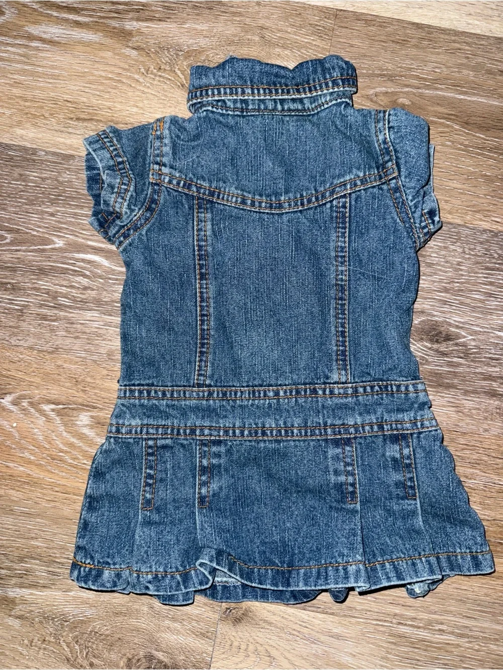 Vintage Girls Denim Embroidered Butterfly & Flower Dress Y2K
